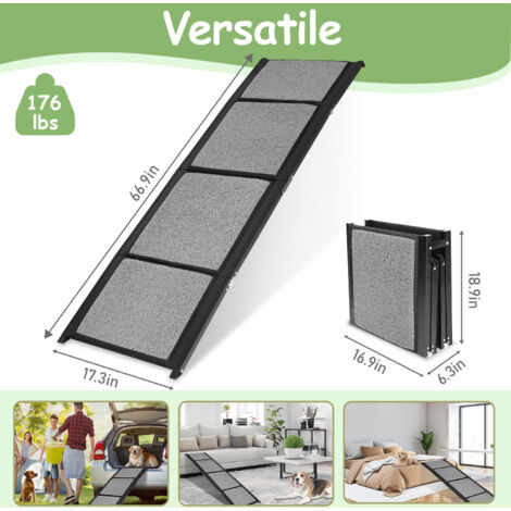 TolleTour Rampa pieghevole antiscivolo per animali domestici Scaletta per cani Gradini per animali domestici Stabile e pratica Capacità di carico 80 kg Nero