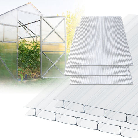 TolleTour 5 lastre in policarbonato alveolare 8 mm 121×60,5 cm, tagliabili, 3,66 m², resistenti UV, doppia parete, per serra da giardino (1/5)