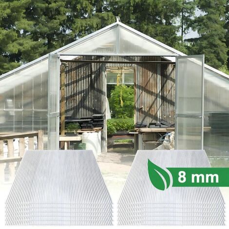 TolleTour 10 lastre in policarbonato alveolare 8 mm 121×60,5 cm, tagliabili, 7,3 m², resistenti UV, doppia parete, per serra da giardino (1/5)