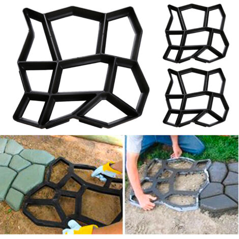 TolleTour 3 pezzi Stampo in plastica per calcestruzzo per esterni - Creazione di lastre e sentieri da giardino, resistente alla corrosione e durevole