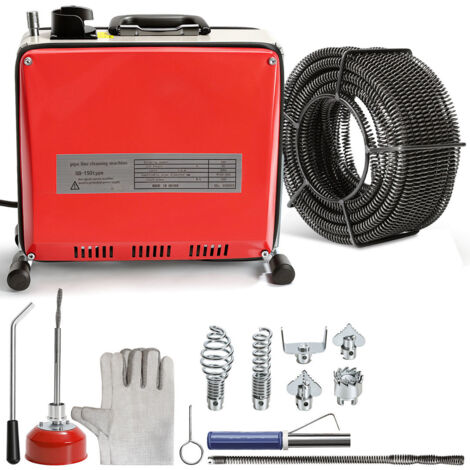 TolleTour 500W Macchina professionale per la pulizia dei tubi 400 giri/min Con 6 spirali e accessori