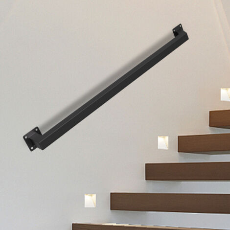 TolleTour Barandilla de escalera mural Pasamanos de escalera negro Revestimiento de barandilla Longitud 80 cm Fabricado en metal Interior Exterior