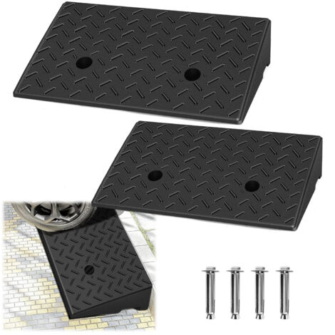 TolleTour Rampa de Bordillo de 2 Piezas Rampa de Bordillo de Goma Portátil para Sillas de Ruedas 49x30x11cm (1/5)