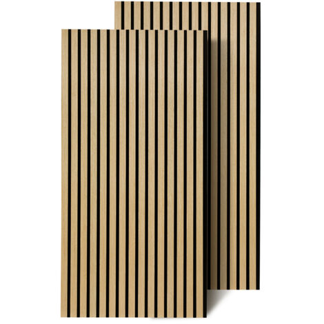 TolleTour Aislamiento acústico Lote de 2 paneles acústicos con aspecto de madera en MDF 60 x 120 x 2,1 cm madera de roble