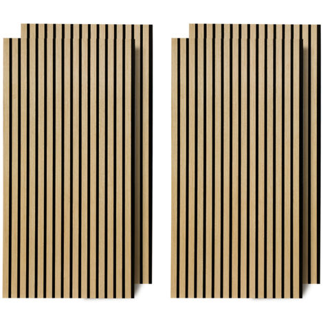 TolleTour Aislamiento acústico Lote de 4 paneles acústicos con aspecto de madera en MDF 60 x 120 x 2,1 cm madera de roble