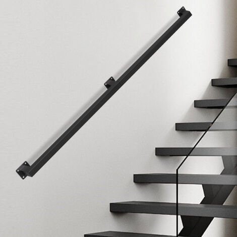 TolleTour Barandilla de escalera mural Pasamanos de escalera negro Revestimiento para barandilla Longitud 120 cm Fabricado en metal Interior Exterior