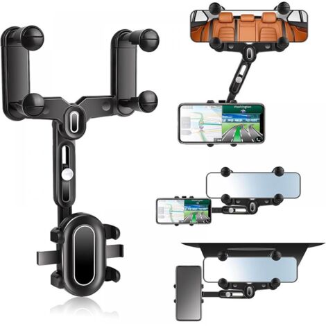 Rückspiegel-Telefonhalterung, verstellbare Navigator-Halterung, universelle 360° drehbare und einziehbare Autotelefonhalterung für Mobiltelefone (1/5)