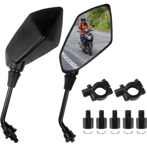Motorrad-Lenker-Rückspiegel, universell verstellbare 360°-Motorrad-Seitenspiegel mit M8- und M10-Schraube, Motorradspiegel kompatibel mit Roller, Moped, ATV, Fahrrad (1/5)
