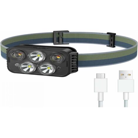 Stirnlampe, 2000 Lumen superhelle LED-Stirnlampe, USB-aufladbar, 8 Leuchtmodi, Bewegungssensor, IPX6 wasserdicht, für Kinder und Erwachsene, Angeln, Camping, Radfahren, Laufen (1/5)