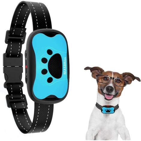 Anti-Bell-Halsband für Hunde, Anti-Bell-Halsband mit Vibration und Signalton für große, mittelgroße und kleine Hunde, einstellbares automatisches Trainingshalsband mit 7 Empfindlichkeitsstufen - Blau