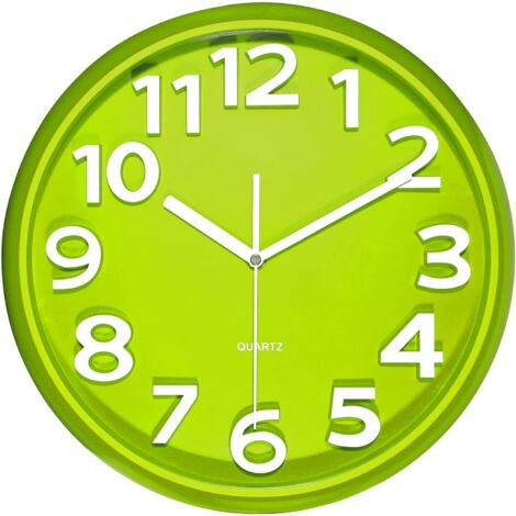 33 cm große Wanduhr, dekorative Quarzuhren, moderner Stil, ideal für Küche, Wohnzimmer, Schlafzimmer, Büro. Großes 3D-Display, batteriebetrieben (Grün) Grün 33cm (1/5)