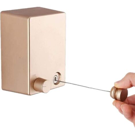 Indoor Outdoor Einziehbare Wäscheleine Wandmontierter Wäschetrockner mit 4.2M / 13.8ft Stahlseil Verstellbares Seil (Gold) (1/5)
