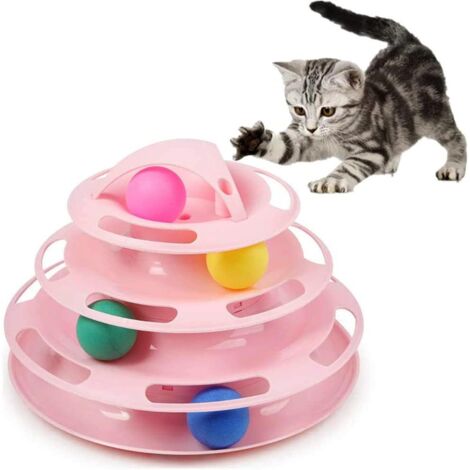 Interaktives Katzenspielzeug, Indoor-Laufband-Katzenspielzeug, Labyrinth-Katzenspielzeug - Katzen-Leckerei-Ball - stark und rutschfest - Pink (1/5)