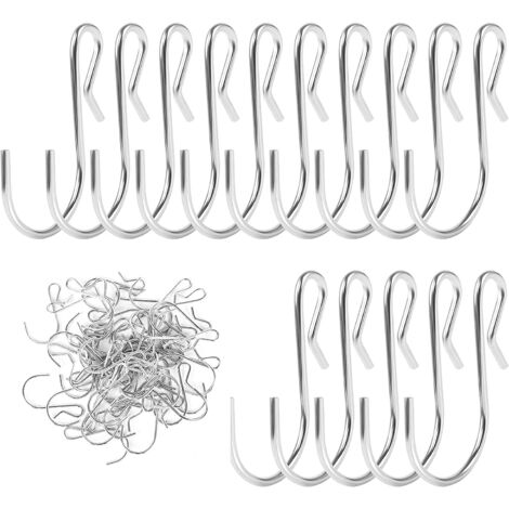 50 Stück S-förmige Kleiderbügelhaken, kleine robuste Mehrzweckhaken, S-Typ-Silber-Hängehaken, zum Aufhängen von Gegenständen in Küche, Schlafzimmer, Badezimmer (1/5)