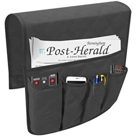 Rutschfester Armlehnen-Organizer mit 5 Taschen für Sofa, Aufbewahrungstasche, geeignet für Tablet, Telefon, Notizblock, Bücher, Zeitschriften, TV-Fernbedienung (schwarz) (1/5)