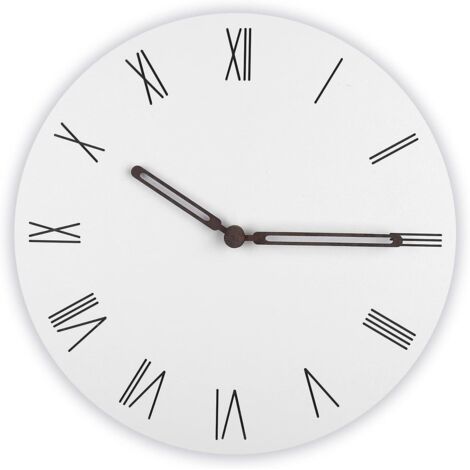 Pendule Murale en Bois, Horloge Ronde Silencieuse, Horloge Murale Mince Moderne, Basics Horloge Murale Traditionnelle, Décoration pour Chambre, Salon, Bureau(30cm, Épaisseur 5mm-Blanc) (1/5)