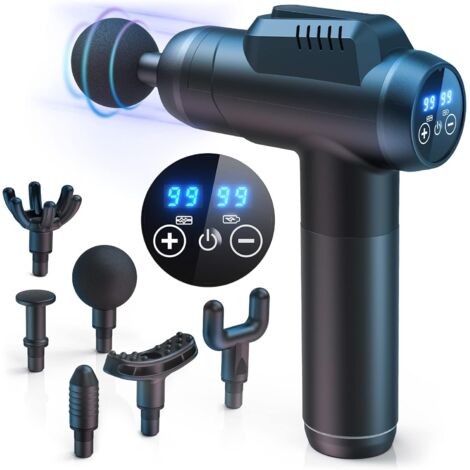 Professionelles Massagegerät mit 99 Geschwindigkeitsstufen, 6 Massageaufsätzen, LCD-Bildschirm, leisem Nacken- und Rückenmassagegerät und USB-C-Ladeanschluss zur Linderung von Rücken-, Schulter- und B (1/5)