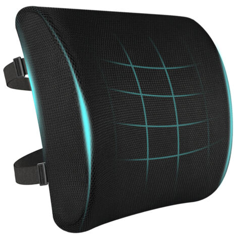 Lendenstützkissen, ergonomische Rückenstütze aus Memory-Schaum, korrigiert die Körperhaltung, für Auto, Büro, Stuhl, Sessel, waschbarer Bezug (Schwarz) (1/5)