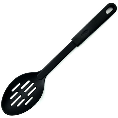 Nahtloser, perforierter Silikonlöffel – Antihaft-Küchenutensil aus hitzebeständigem Gummi bis 600°F zum Mischen, Servieren, Kochen und mehr – (Schwarz) (1/5)