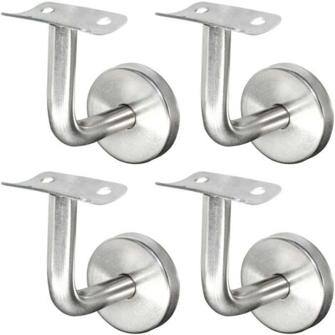Handlaufhalterungen zur Wandmontage, Treppengeländerhalterungen aus Edelstahl, Wandbefestigungen, Handlaufhalterungen für Treppengeländer, silberne Geländer-Wandhalterung, 4 Stück (1/5)