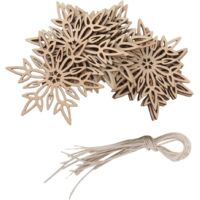 Set von 10 Stück Holz Schneeflocke hängende Verzierung Weihnachtsbaum hängende Dekoration 2