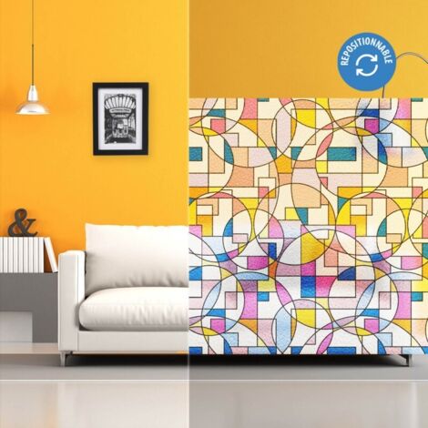DIMEXACT - Film repositionnable à motifs géométriques colorés - 120 cm x 0.5 m - En Rouleau (1/3)