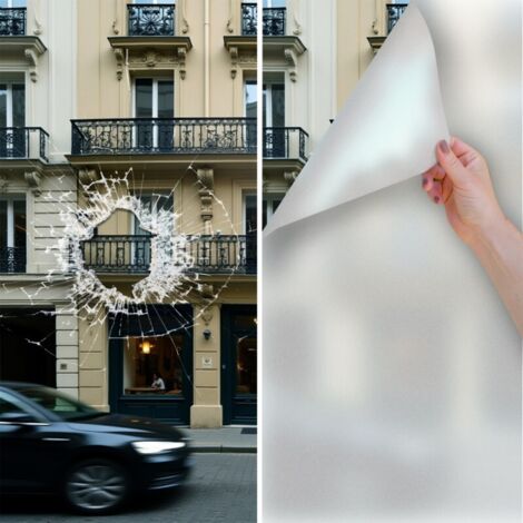 DIMEXACT - Film dépoli blanc de sécurité pour choc depuis l'extérieur - 150 microns - 75 cm x 2 m - En Rouleau