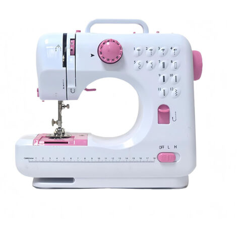 Machine à Coudre Électrique 12 Points avec Pédale, Mini Machine Portable pour Couture Maison, Rose