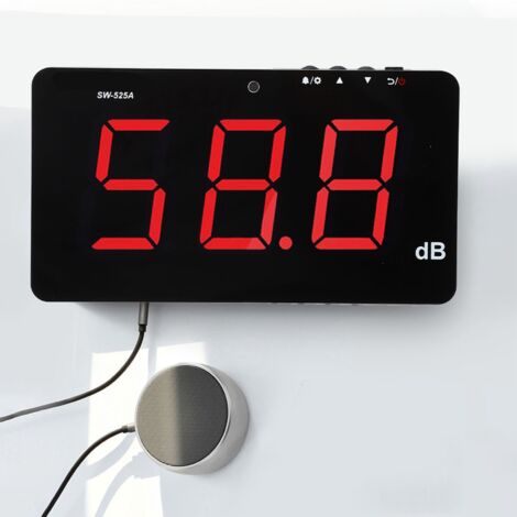 Eosnow – Sonomètre mural avec écran LCD 9,6 pouces – Plage 30-130 dB – Précision ±1,5 dB – Alimentation MicroUSB DC5V 1A