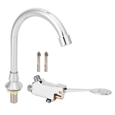 Rosvola – Mélangeur de lavabo à pédale en cuivre – Finition métal – Installation rapide – Pour salles de bains et hôpitaux