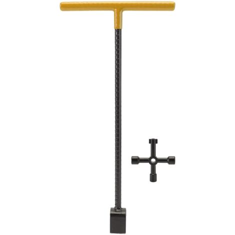 Eosnow – Clé multifonctionnelle en T pour compteur d'eau – Acier durable – Outil utilitaire 4 voies pour vannes et robinets – 41x19.5cm
