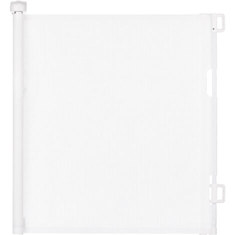 Garde-corps bébé barrière de sécurité enfant rétractable clôture de sécurité bébé animal de compagnie taille élargie 86x140 cm blanc perforé