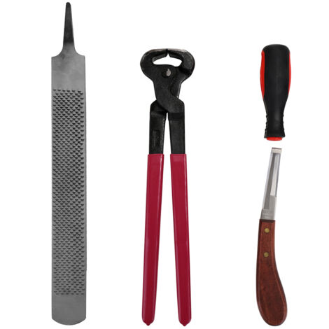 Decdeal – Pince à sabot en métal – Outils de parage pour chevaux – Coupe ongles et nettoyage des fers – Inclus : râpe et coupe-sabot