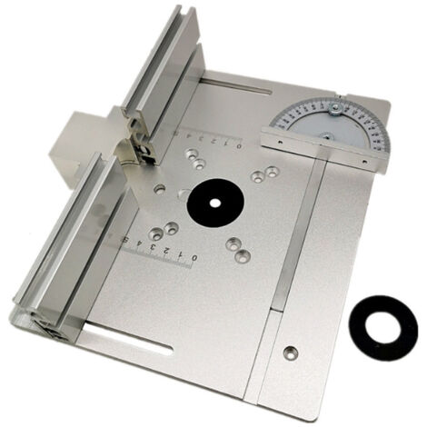 Ensemble de 3 plaques d'insertion de table de routeur en alliage d'aluminium, planche à rabat pour fraisage du bois, machine de découpage, outil auxiliaire de gravure avec jauge à onglet, Argent