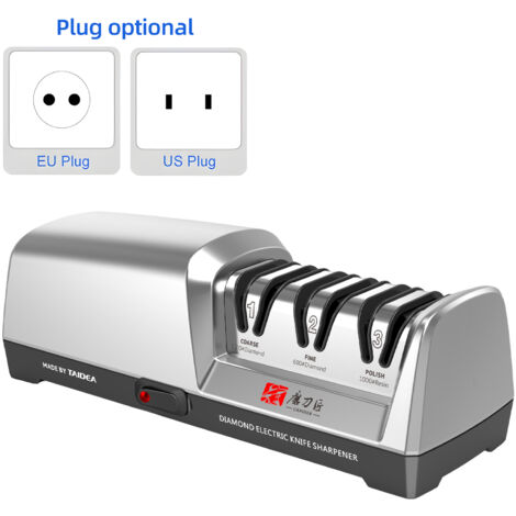 TAIDEA TG2302 Aiguiseur de couteaux électrique 15 et 20 degrés Système en 3 étapes Aiguiseur de couteaux en acier inoxydable pour couteaux de cuisine avec fonction d'affûtage et de polissage rapide, P