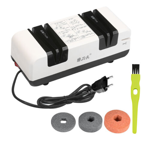 Aiguiseur de couteaux électrique professionnel Aiguiseurs de coupe automatiques multifonctionnels avec des rainures brutes et fines de biseau à 15 degrés pour des couteaux dentelés droits - blanc, Ens