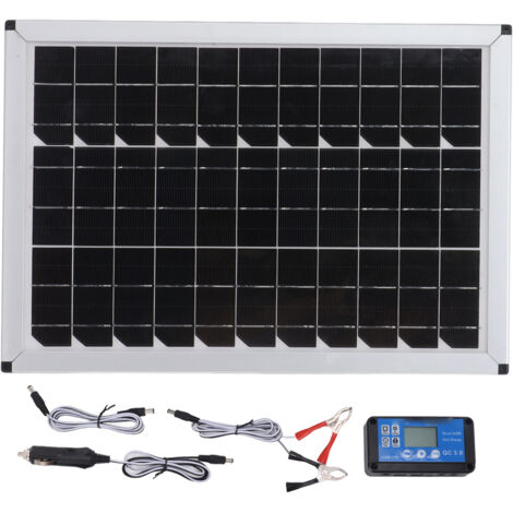Decdeal Kit de panneau solaire portable,100W 18V 100 watts 18 volts monocristallins,pour automobiles navires avions extérieur agriculture plantant tourisme