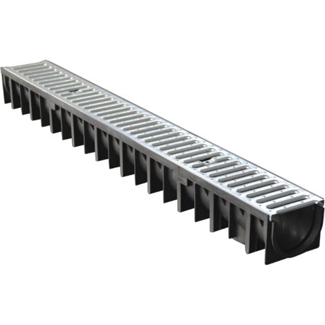 Jardibric - Caniveaux en polypropylène avec grille en acier galvanisé - (Dimensions intérieures : l 100 x 90 mm) - (Dimensions extérieures : l 120 x h 90 mm) - A15 - Assure un drainage optimal