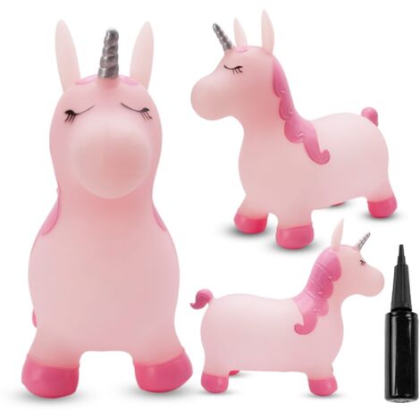 Kelly pinkfarbenes Kinder-Hüpfspielzeug mit Pumpe und Glitzerhupe