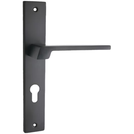 domino Türgriff 72 Drückergarnitur PZ - Profilzylinder Set Türklinke für Zimmertür, Bürotür, Kellertür & Innentür L-Form Türbeschläge aus Aluminium Schwarz CANTORO BLACK (1/5)
