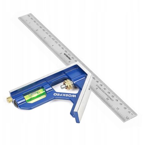 300-mm-Winkelmesser von WORKPRO mit Wasserwaage, Edelstahl, 90/45°