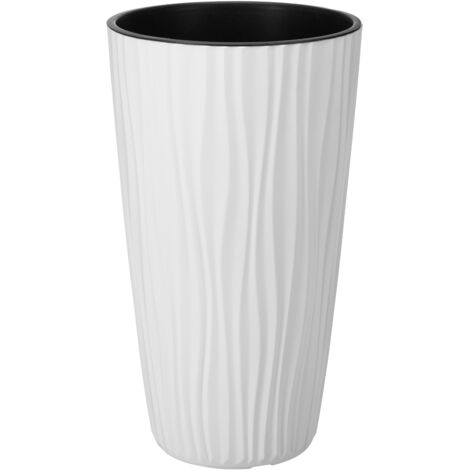 Dekorativer Blumentopf Verdenia Sahara, hoch, 35 x 60 cm, weiß, mit Einsatz