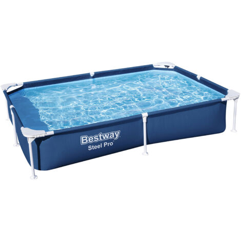 Bestway Steel Pro Aufstellpool 221 x 150 x 43 cm – Korrosionsbeständiger Stahlrahmen – DuraPlus Folie – Einfacher Aufbau – Kinderpool (1/5)