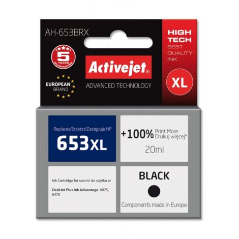 Activejet Tinte für HP 653XL 3YM75AE reg AH-653BRX (1/2)