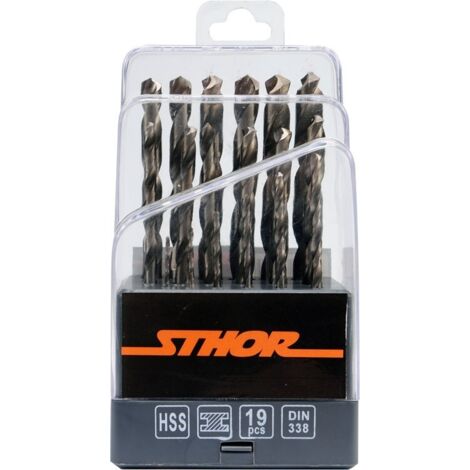 Set mit 19 HSS-Metallbohrern 1-10 mm 21999 Sthor (1/3)