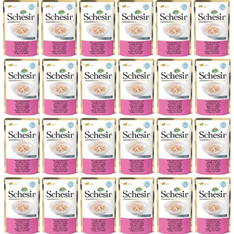 SCHESIR Einzelgericht Hühnerfilets mit Schinken Katzenfutter nass 24x50g