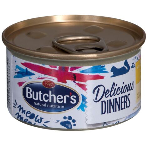 BUTCHER'S Delicious Dinners Katzenfutter MIX OF GESCHMACKSRICHTUNGEN - Nassfutter in Mousse-Form - 24 x 85 g Dosen (1/3)