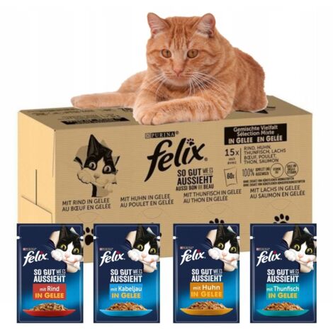 FELIX FANTASTIC Nassfutter für Katzen, Geschmacksmischung, 120 Beutel + Kratzbäume