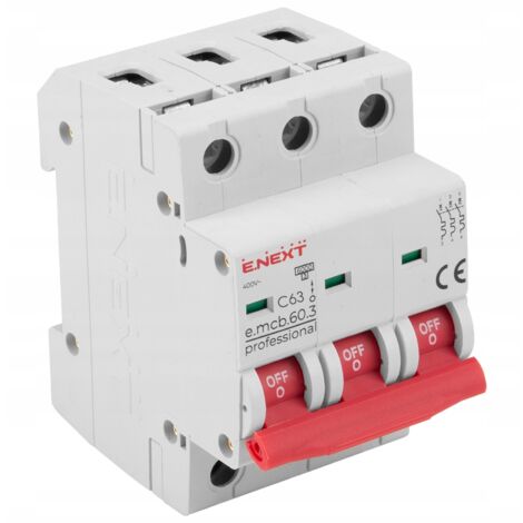 E.NEXT p042037 Leitungsschutzschalter Sicherung PRO 3P C 63A 6kA 230/400V AC