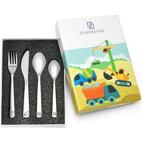 Kinderbesteck "Baufahrzeuge" 4-teilig